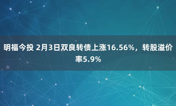 明福今投 2月3日双良转债上涨16.56%，转股溢价率5.9%